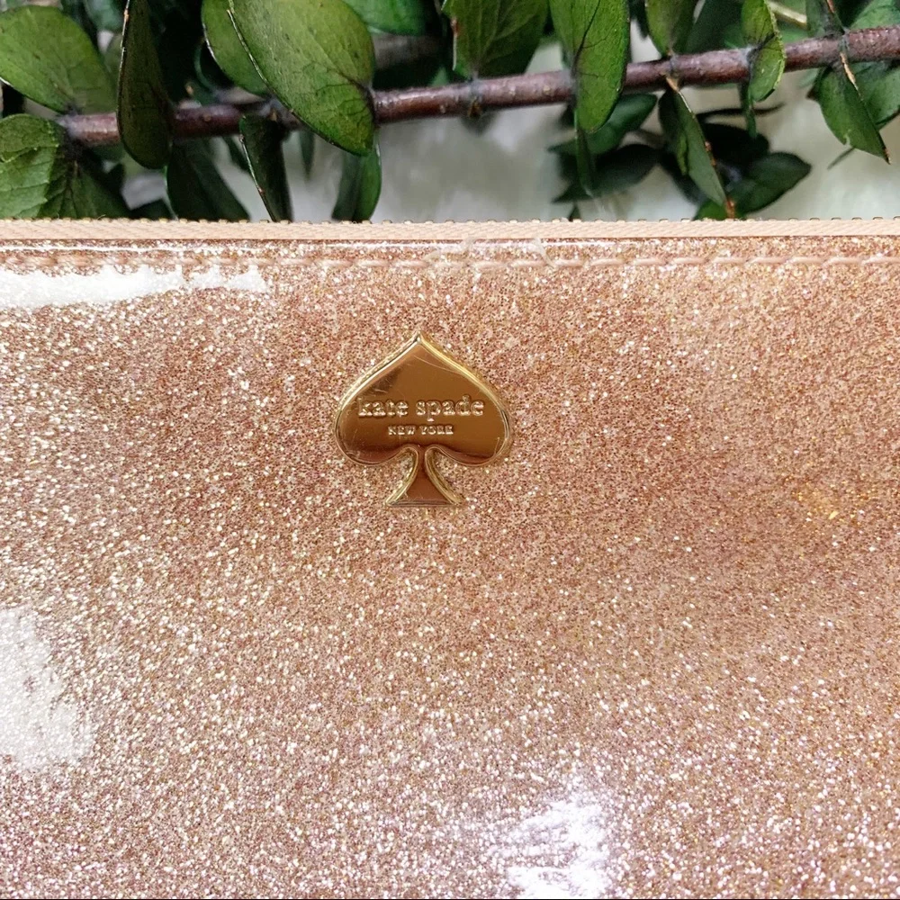 kate spade Rose Gold Glitter Cosmetic Pouch